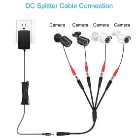 DC Power Splitter Cable 1-Female To 3-Male – 5.5mm X 2.1mm, 13 Inches, For Security Cameras & More (CablesOnline PL-Y03)