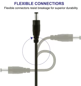 black DC power splitter cable male connecetor