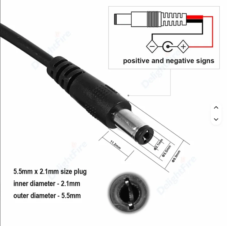 5.5 x 2.1mm DC Power Splitter Cable male Plugs